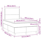 Sommier à lattes de lit matelas et LED marron foncé 120x190 cm