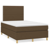 Sommier à lattes de lit matelas et LED marron foncé 120x190 cm