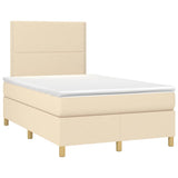 Sommier à lattes de lit matelas et LED crème 120x190 cm tissu