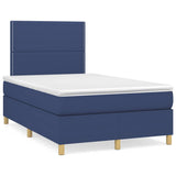 Sommier à lattes de lit matelas et LED bleu 120x190 cm tissu