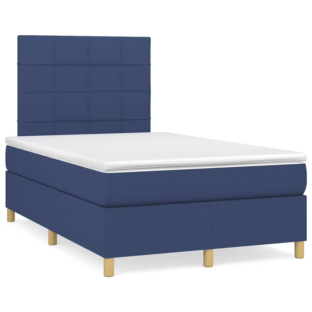 Sommier à lattes de lit matelas et LED bleu 120x190 cm tissu