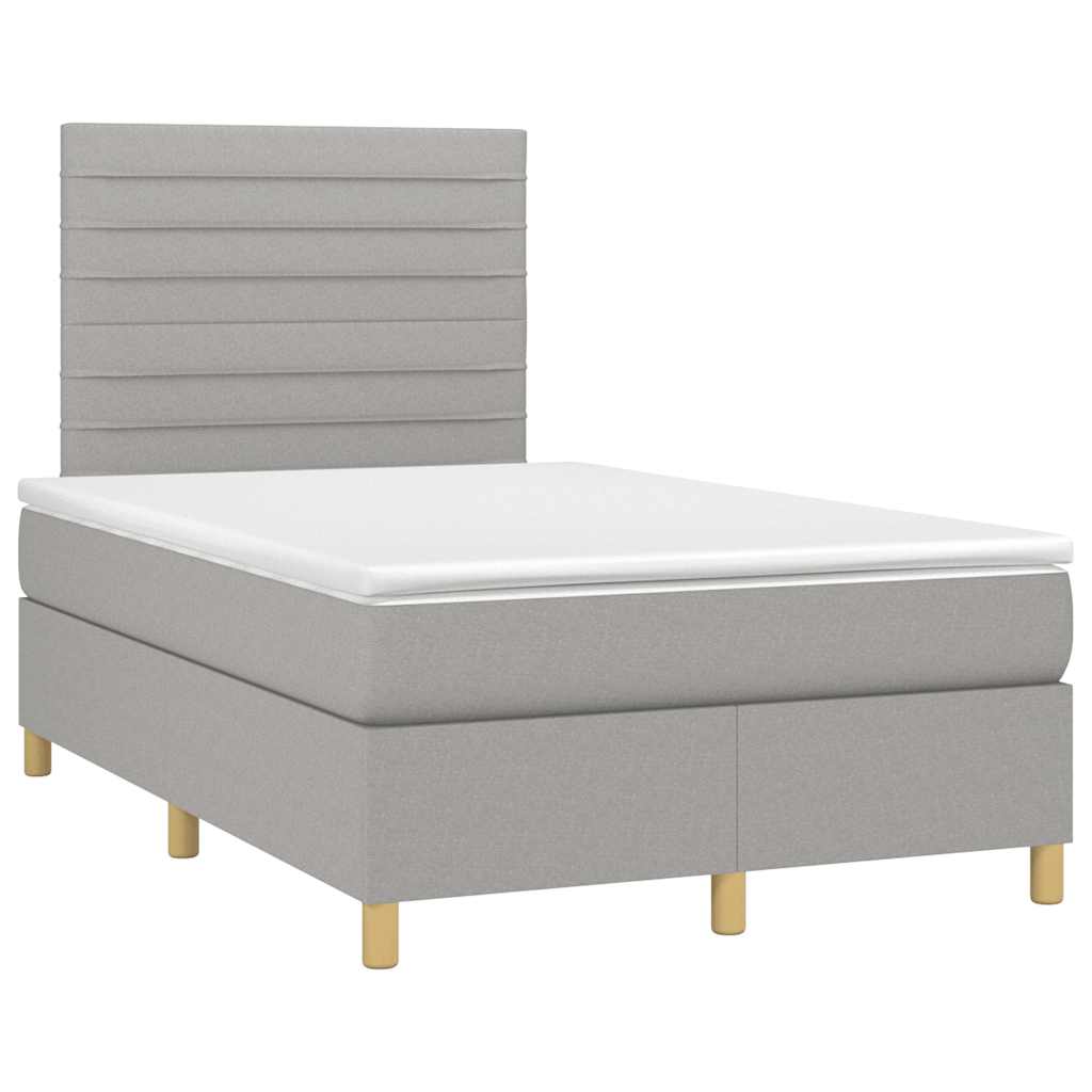 Sommier à lattes de lit matelas LED gris clair 120x190 cm tissu