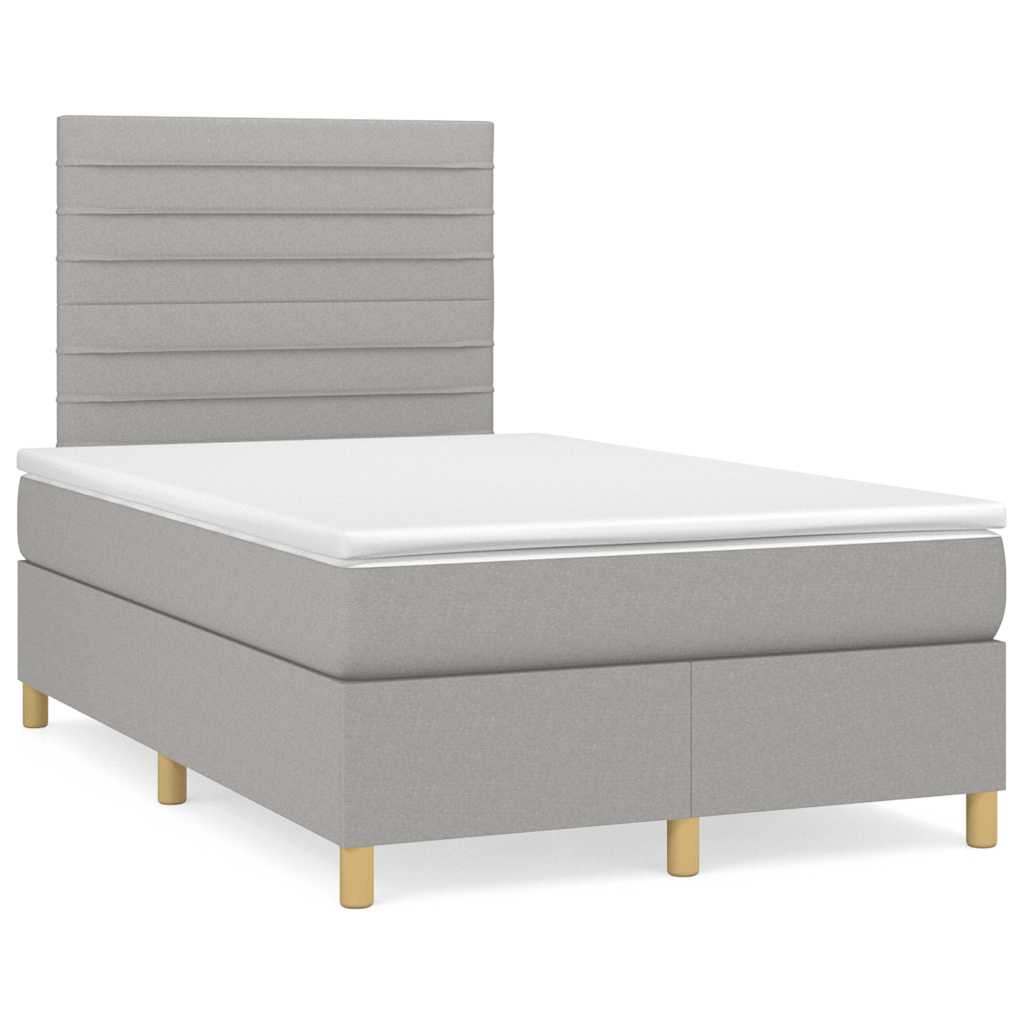 Sommier à lattes de lit matelas LED gris clair 120x190 cm tissu