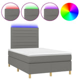 Sommier à lattes de lit matelas LED gris foncé 120x190 cm tissu