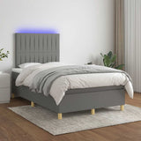 Sommier à lattes de lit matelas LED gris foncé 120x190 cm tissu