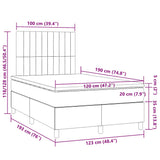 Sommier à lattes de lit matelas et LED marron foncé 120x190 cm