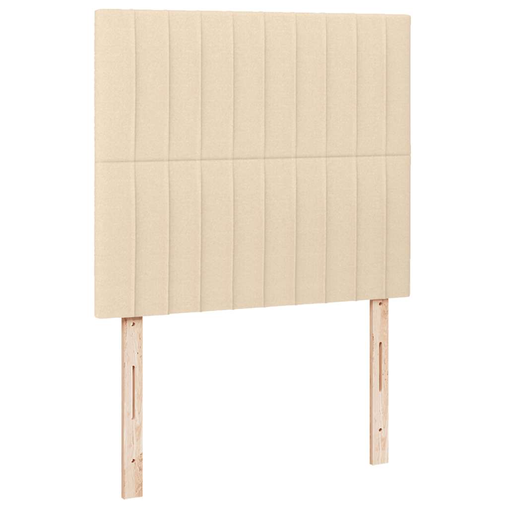 Sommier à lattes de lit matelas et LED crème 120x190 cm tissu