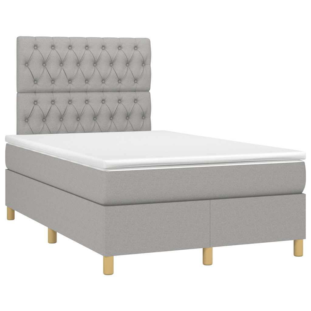 Sommier à lattes de lit matelas LED gris clair 120x190 cm tissu