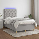 Sommier à lattes de lit matelas LED gris clair 120x190 cm tissu