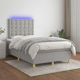 Sommier à lattes de lit matelas LED gris clair 120x190 cm tissu