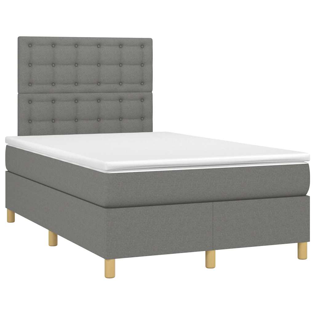 Sommier à lattes de lit matelas LED gris foncé 120x190 cm tissu