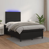 Sommier à lattes de lit matelas LED noir 120x190 cm similicuir