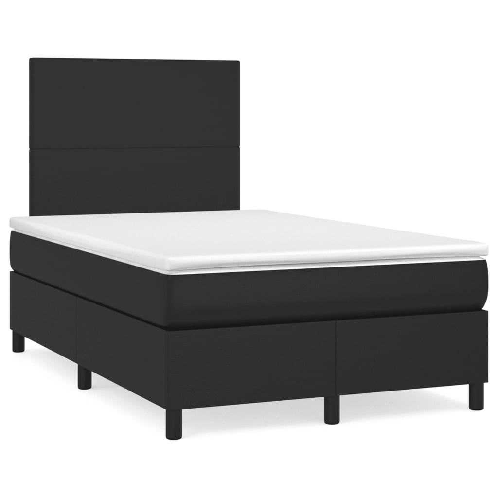 Sommier à lattes de lit matelas LED noir 120x190 cm similicuir