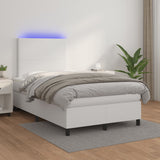 Sommier à lattes de lit matelas LED blanc 120x190 cm similicuir