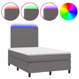 Sommier à lattes de lit matelas LED gris 120x190 cm similicuir