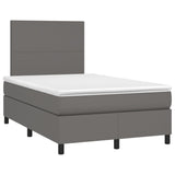 Sommier à lattes de lit matelas LED gris 120x190 cm similicuir