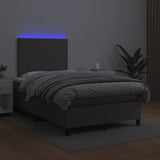 Sommier à lattes de lit matelas LED gris 120x190 cm similicuir