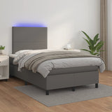 Sommier à lattes de lit matelas LED gris 120x190 cm similicuir