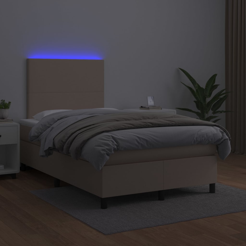 Sommier à lattes de lit avec matelas LED cappuccino 120x190 cm