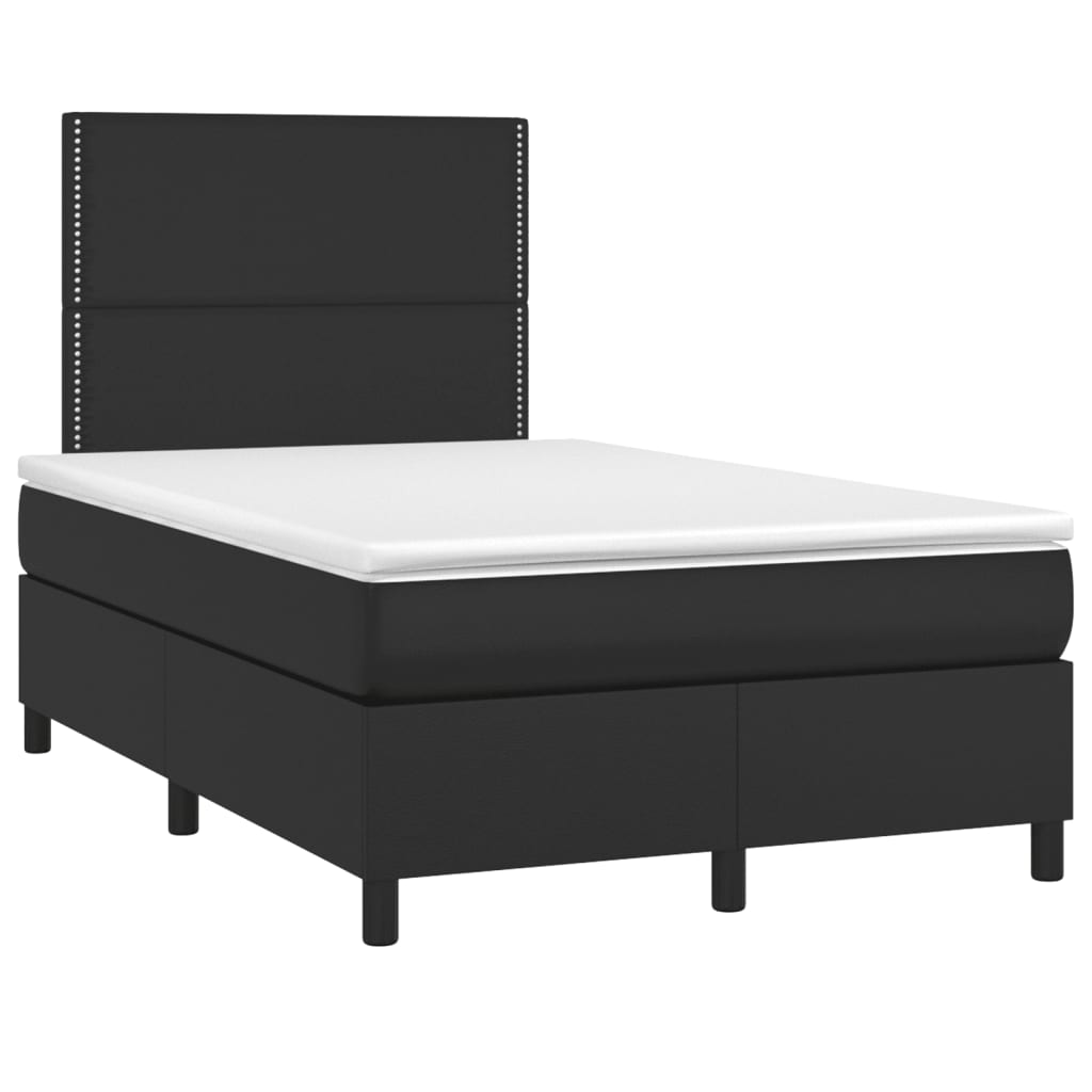 Sommier à lattes de lit matelas LED noir 120x190 cm similicuir