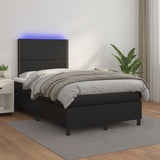 Sommier à lattes de lit matelas LED noir 120x190 cm similicuir