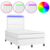 Sommier à lattes de lit matelas LED blanc 120x190 cm similicuir