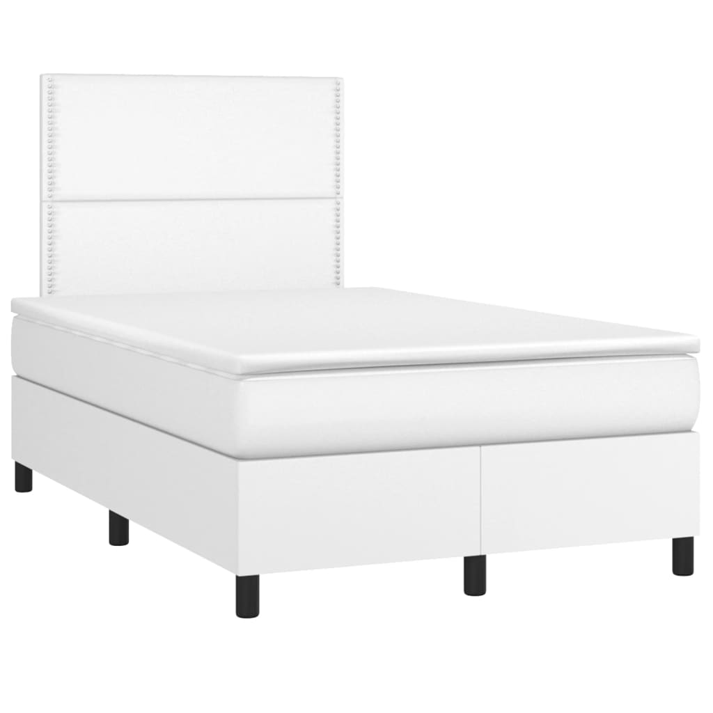 Sommier à lattes de lit matelas LED blanc 120x190 cm similicuir