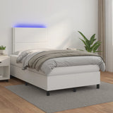 Sommier à lattes de lit matelas LED blanc 120x190 cm similicuir