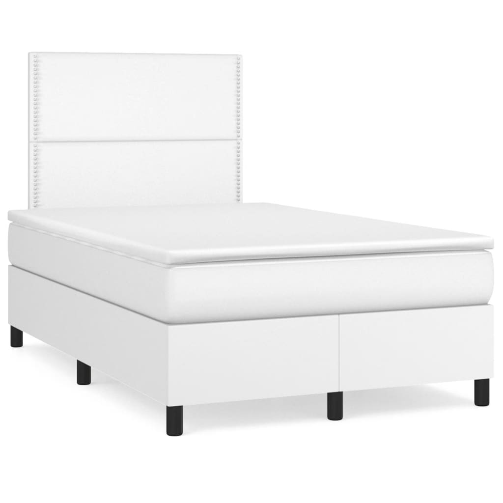 Sommier à lattes de lit matelas LED blanc 120x190 cm similicuir