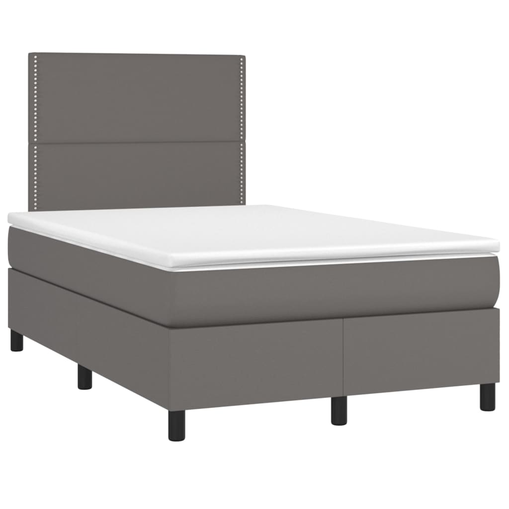 Sommier à lattes de lit matelas LED gris 120x190 cm similicuir