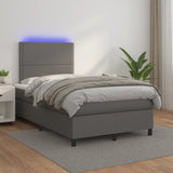 Sommier à lattes de lit matelas LED gris 120x190 cm similicuir