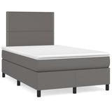 Sommier à lattes de lit matelas LED gris 120x190 cm similicuir