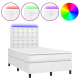 Sommier à lattes de lit matelas LED blanc 120x190 cm similicuir