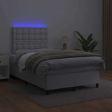 Sommier à lattes de lit matelas LED blanc 120x190 cm similicuir