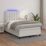 Sommier à lattes de lit matelas LED blanc 120x190 cm similicuir