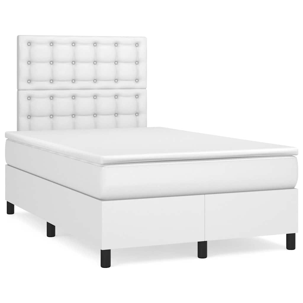 Sommier à lattes de lit matelas LED blanc 120x190 cm similicuir