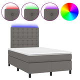 Sommier à lattes de lit matelas LED gris 120x190 cm similicuir