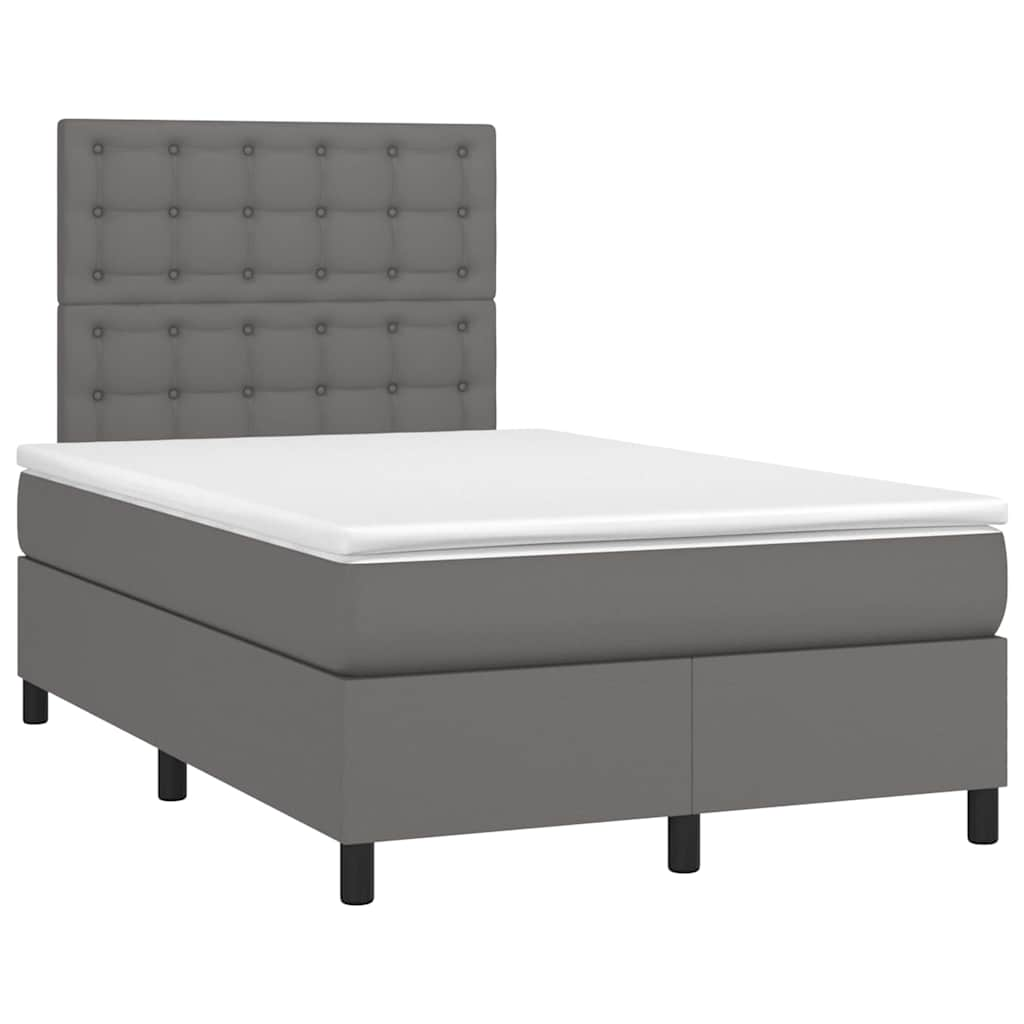 Sommier à lattes de lit matelas LED gris 120x190 cm similicuir