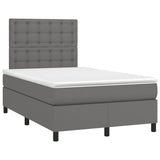 Sommier à lattes de lit matelas LED gris 120x190 cm similicuir