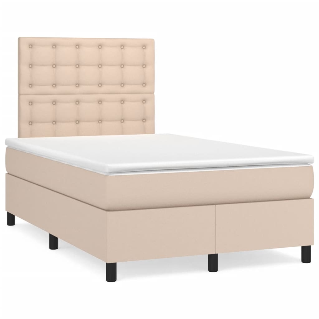 Sommier à lattes de lit avec matelas LED cappuccino 120x190 cm