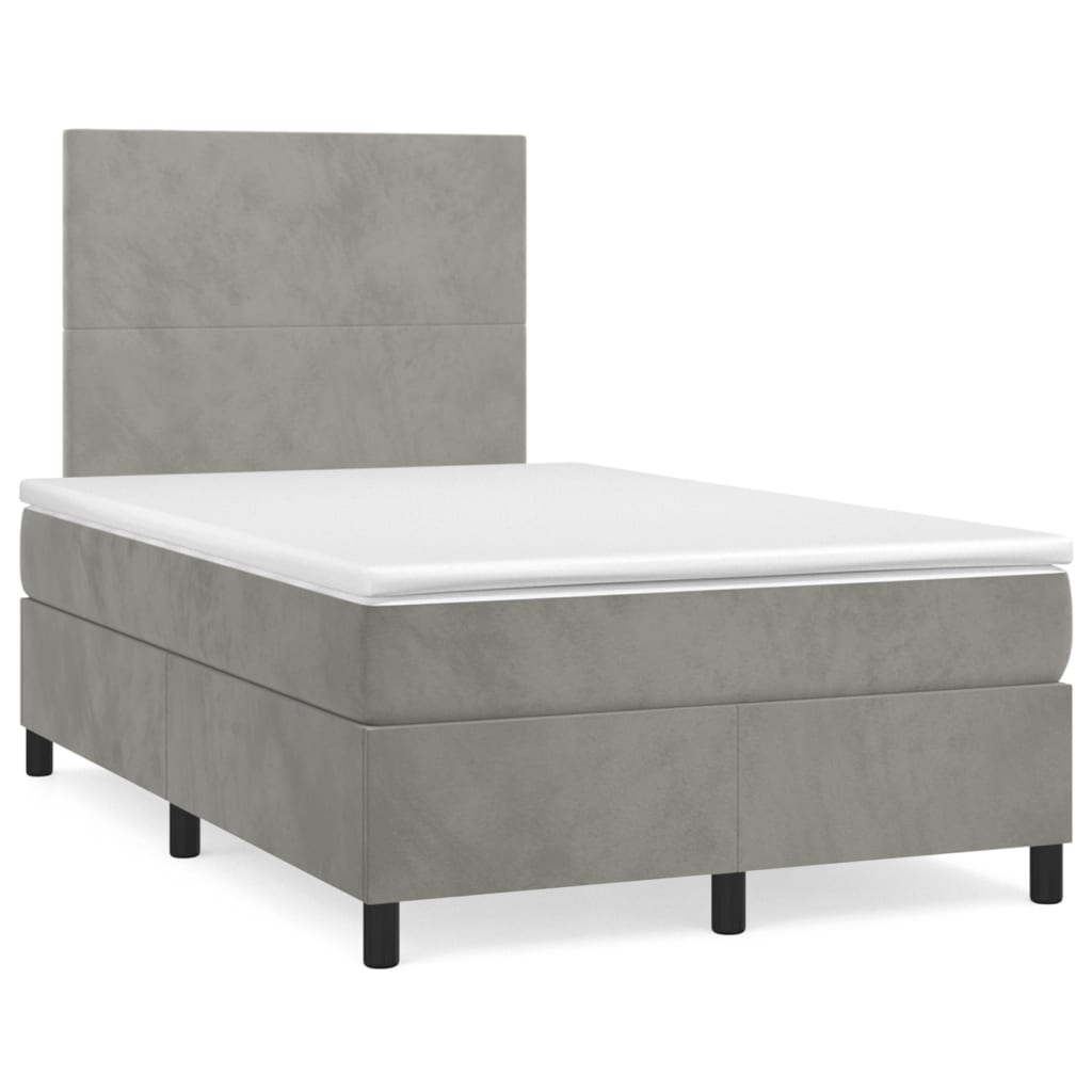 Sommier à lattes de lit avec matelas LED gris clair 120x190 cm