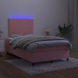 Sommier à lattes de lit et matelas LED rose 120x190 cm velours