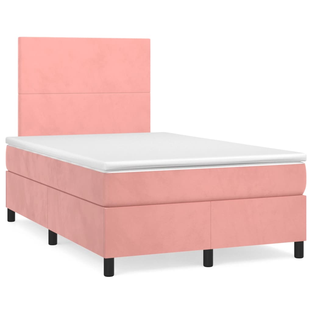 Sommier à lattes de lit et matelas LED rose 120x190 cm velours