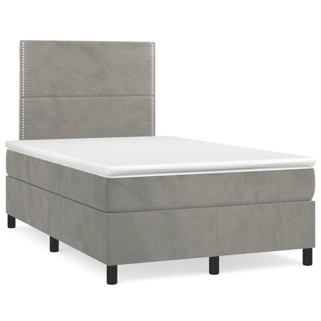 Sommier à lattes de lit avec matelas LED gris clair 120x190 cm