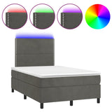 Sommier à lattes de lit avec matelas LED gris foncé 120x190 cm