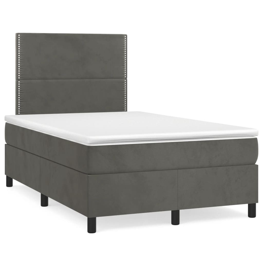 Sommier à lattes de lit avec matelas LED gris foncé 120x190 cm