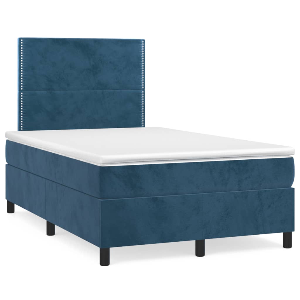 Sommier à lattes de lit avec matelas LED bleu foncé 120x190 cm