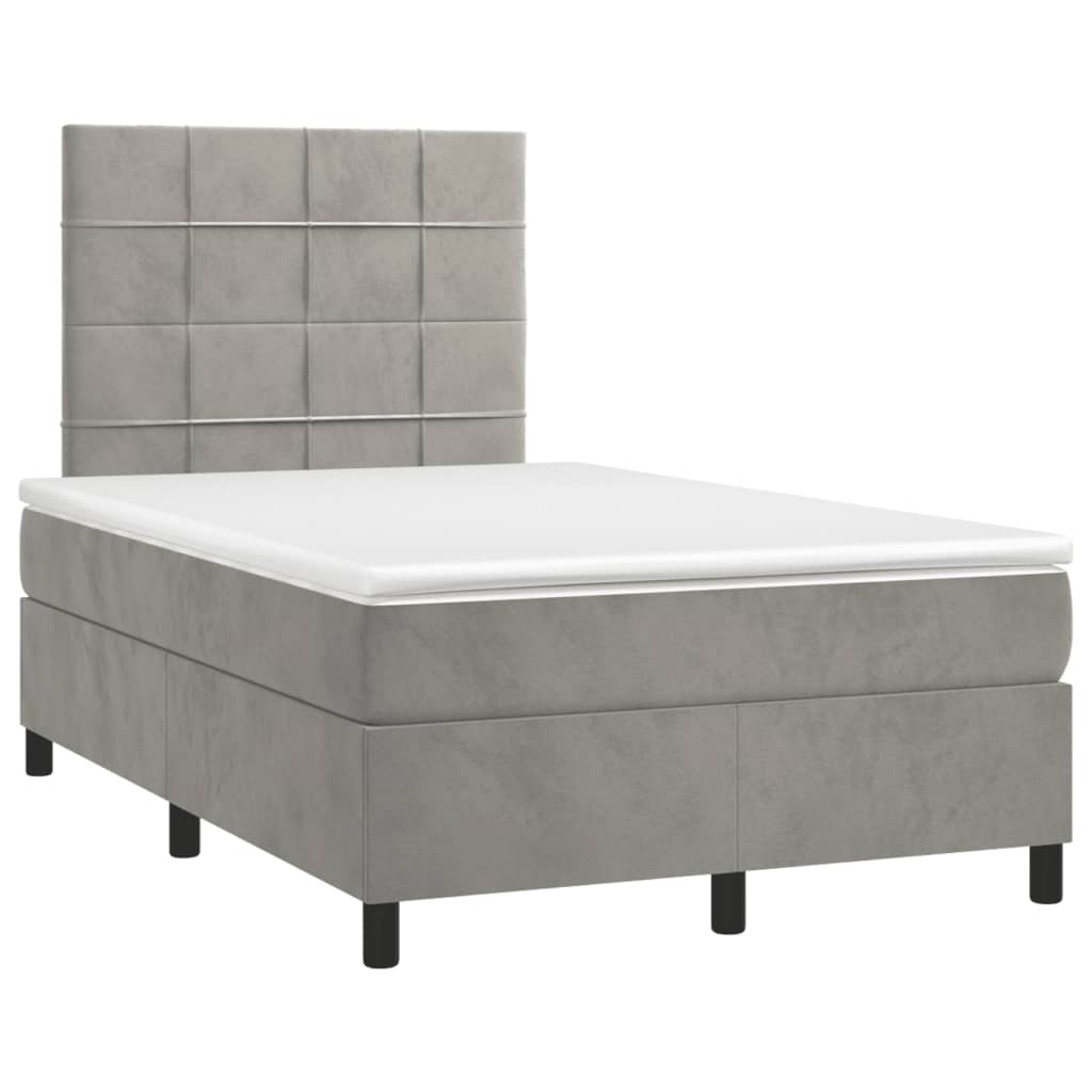 Sommier à lattes de lit avec matelas LED gris clair 120x190 cm