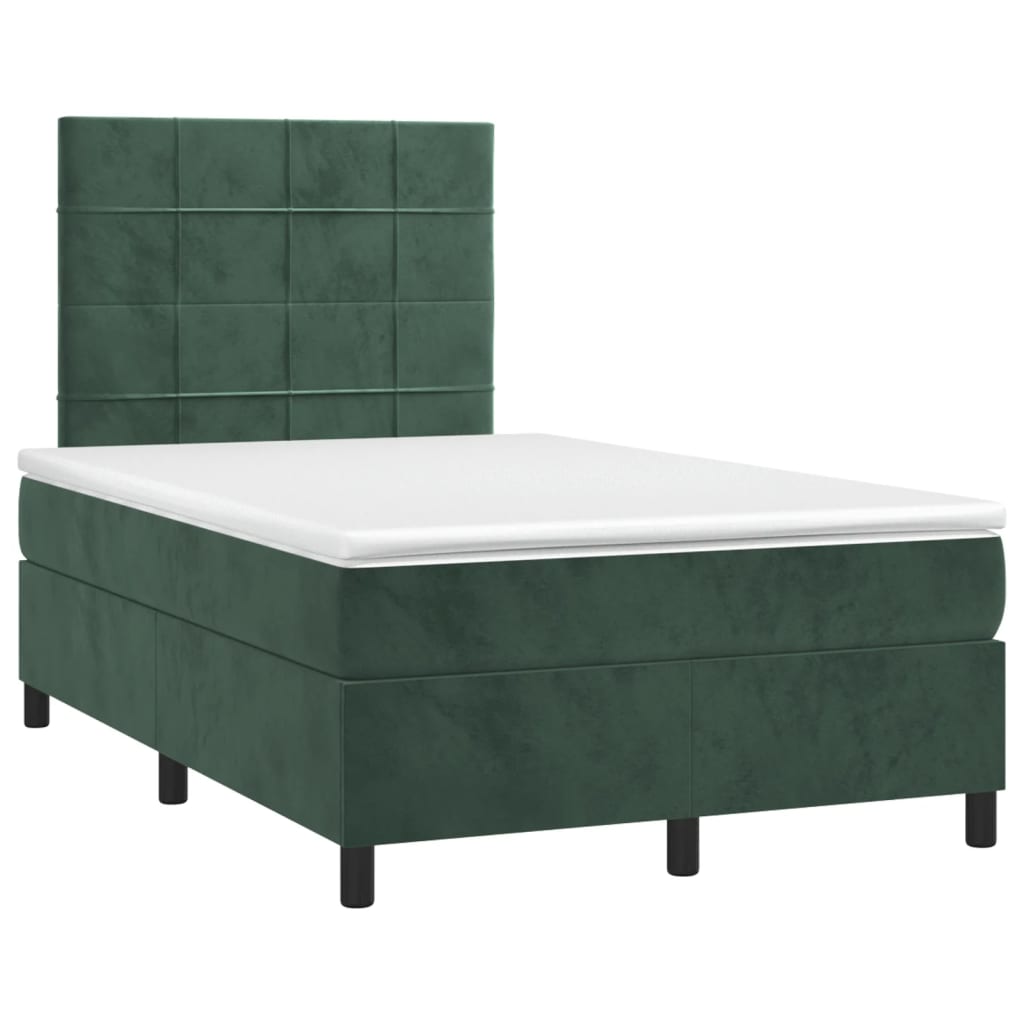 Sommier à lattes de lit avec matelas LED vert foncé 120x190 cm