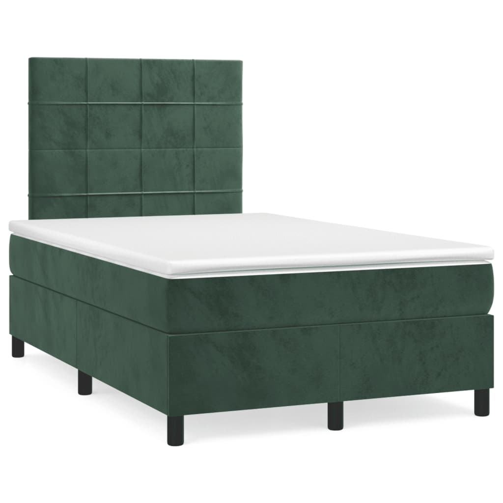 Sommier à lattes de lit avec matelas LED vert foncé 120x190 cm